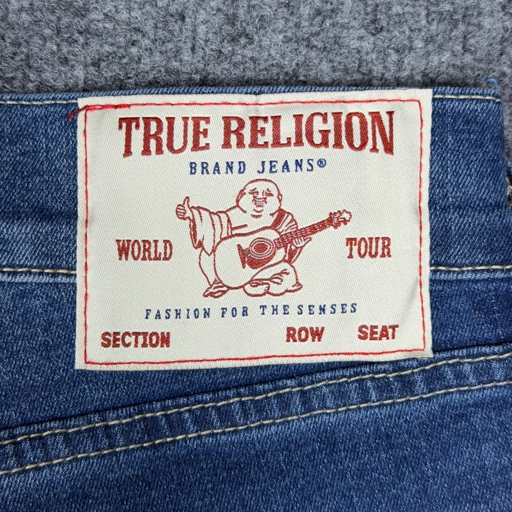 True Religion Bobby Relaxed Baggy Jeans Medium Blaze Wash TR Applique 31x32 NEW - Picture 8 of 8
